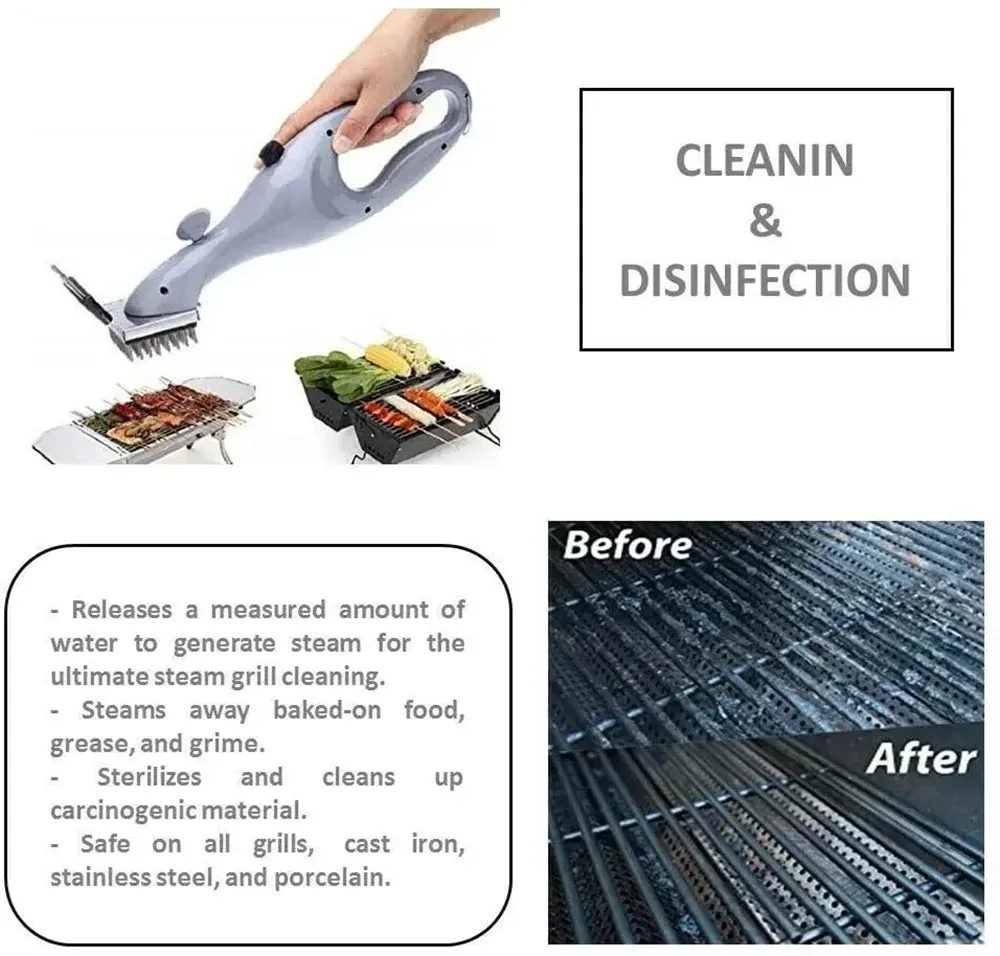 Barbecue Grill Steam Cleaning Brushes BBQ Cleaner Suitable for Charcoal Scraper Gas Accessories Outdoor Cooking Kitchen Tool