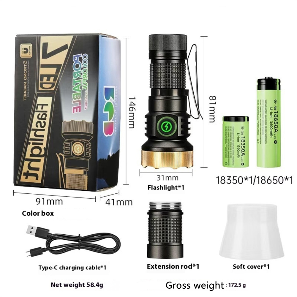 F473 7*XPG LED Puissante mini lampe de poche sur porte-clu00e9s 1 Modes Torche EDC en alliage d