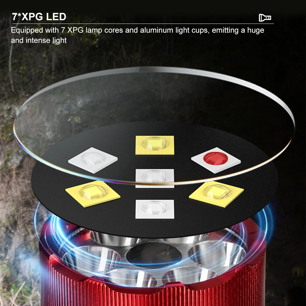 F473 7*XPG LED Puissante mini lampe de poche sur porte-clu00e9s 1 Modes Torche EDC en alliage d