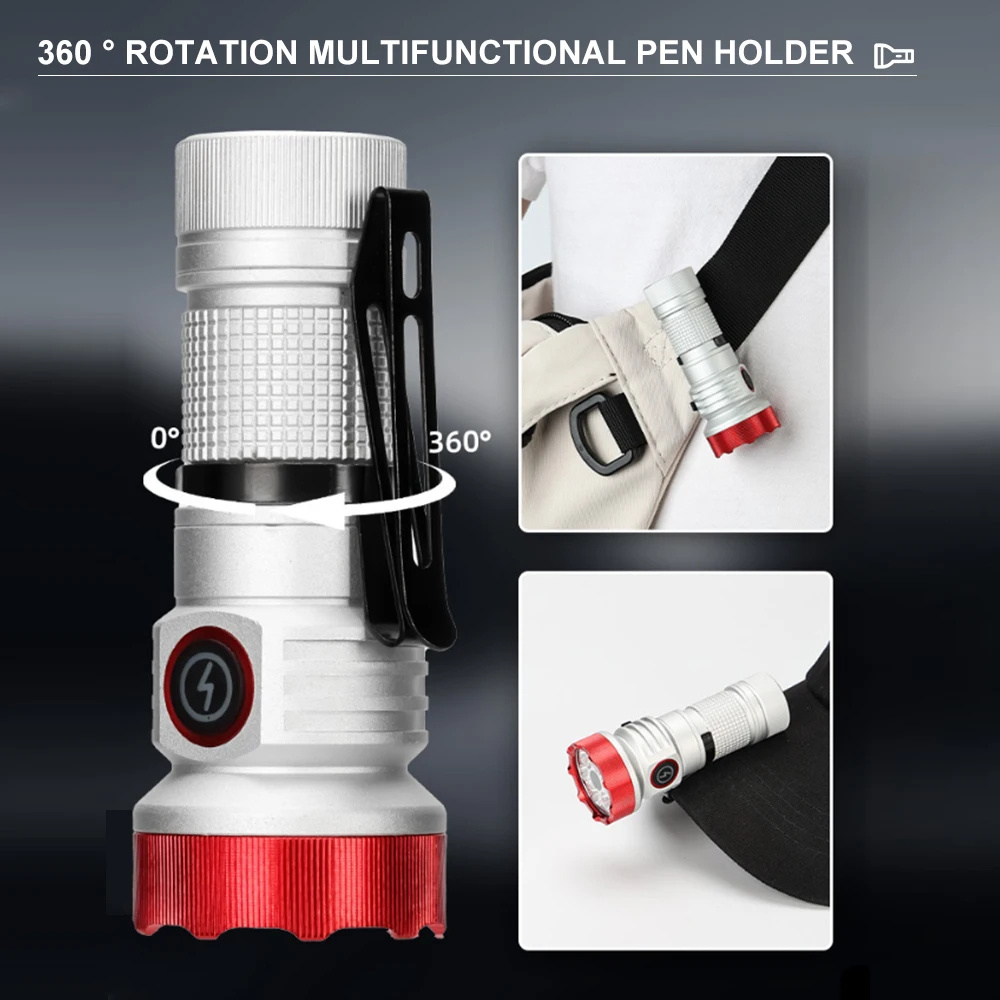 F473 7*XPG LED Puissante mini lampe de poche sur porte-clu00e9s 1 Modes Torche EDC en alliage d