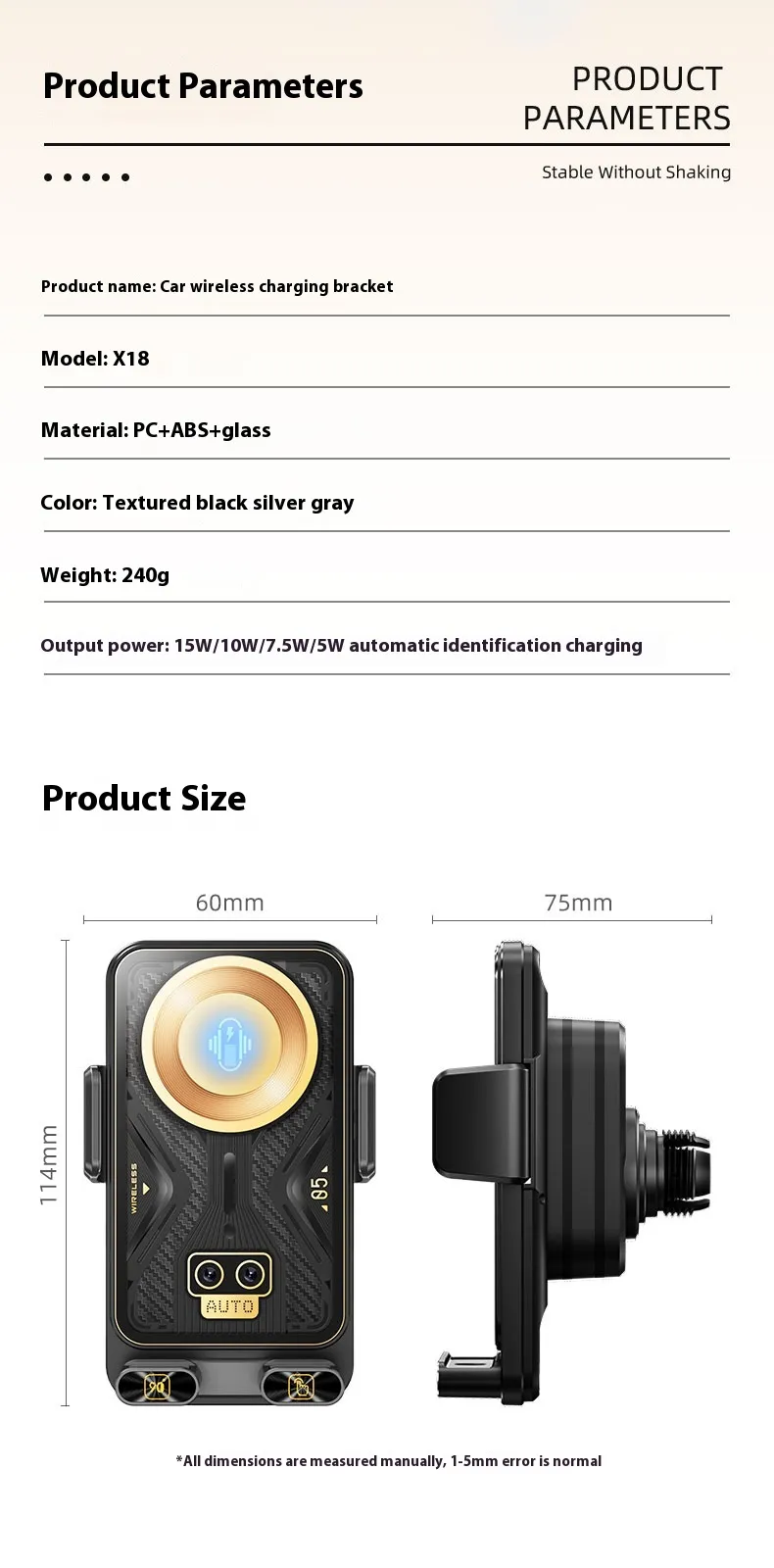 X18 15W Wireless Charging Car Phone Holder Infrared Sensing Automatic Opening and Closing 90° Rotation AI Smart Chip Fast Charging Holder Car Phone Holder X18 15W Wireless Charging Car Phone Holder Infrared Sensing Automatic Opening and Closing 90° Rotation AI Smart Chip Fast Charging Holder Car Phone Holder