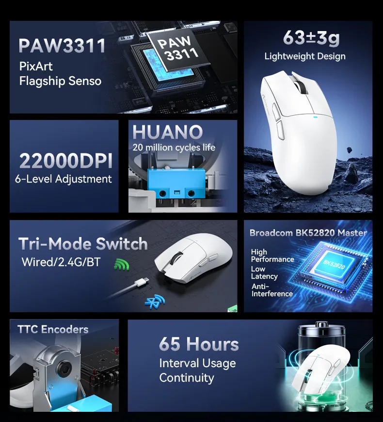 Attack Shark X11SE Three-mode Gaming Mouse 2.4G/bluetooth/Type-C PAW3311 Mouse 22000DPI 63g Lightweight Gamer Mice Attack Shark X11SE Three-mode Gaming Mouse 2.4G/bluetooth/Type-C PAW3311 Mouse 22000DPI 63g Lightweight Gamer Mice