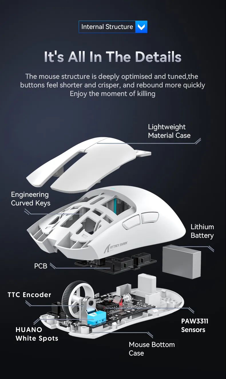Attack Shark X11SE Three-mode Gaming Mouse 2.4G/bluetooth/Type-C PAW3311 Mouse 22000DPI 63g Lightweight Gamer Mice Attack Shark X11SE Three-mode Gaming Mouse 2.4G/bluetooth/Type-C PAW3311 Mouse 22000DPI 63g Lightweight Gamer Mice
