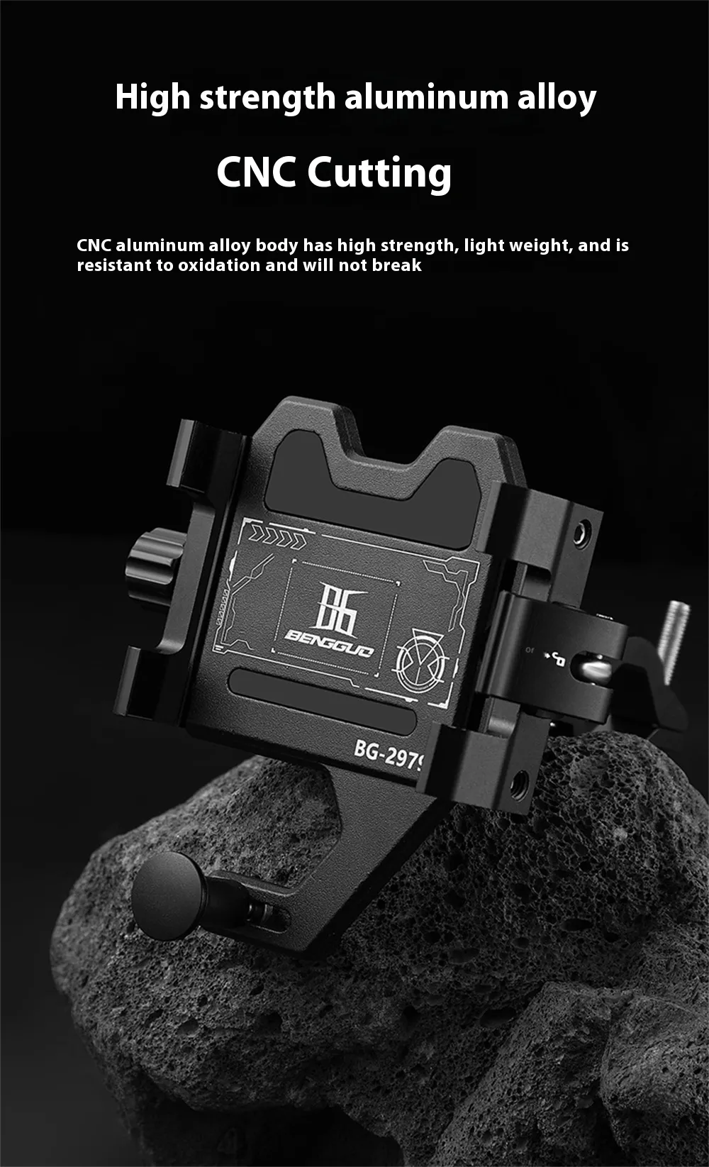 BENGGUO Aluminum Alloy Bike Phone Mount Quick Release Shock-absorbing Anti-slip Universal Motorcycle Handlebar 360° Rotation Phone Holder BENGGUO Aluminum Alloy Bike Phone Mount Quick Release Shock-absorbing Anti-slip Universal Motorcycle Handlebar 360° Rotation Phone Holder