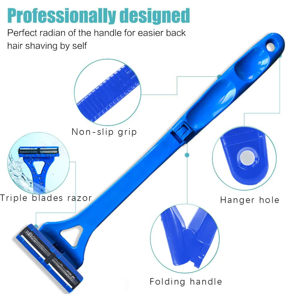 Adjustable Foldable Long Handle Triple-blade Back Hair Shaver Ergonomic Design Waterproof Easy to Use Razor Whole Body Hair Removal Adjustable Foldable Long Handle Triple-blade Back Hair Shaver Ergonomic Design Waterproof Easy to Use Razor Whole Body Hair Removal