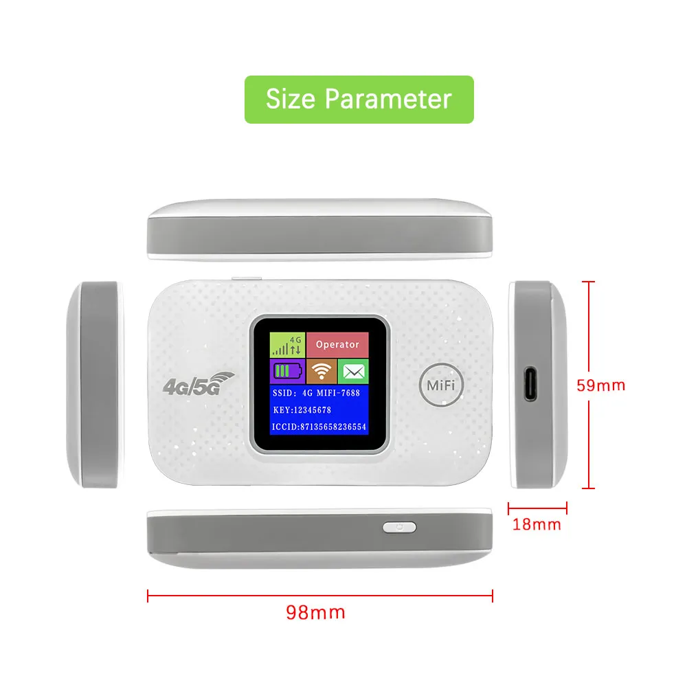 MF687 4G Pocket WiFi Router 150Mbps High Speed Type-C Port 3000mAh Battery 10 Devices Portable Hotspot Wireless Router
