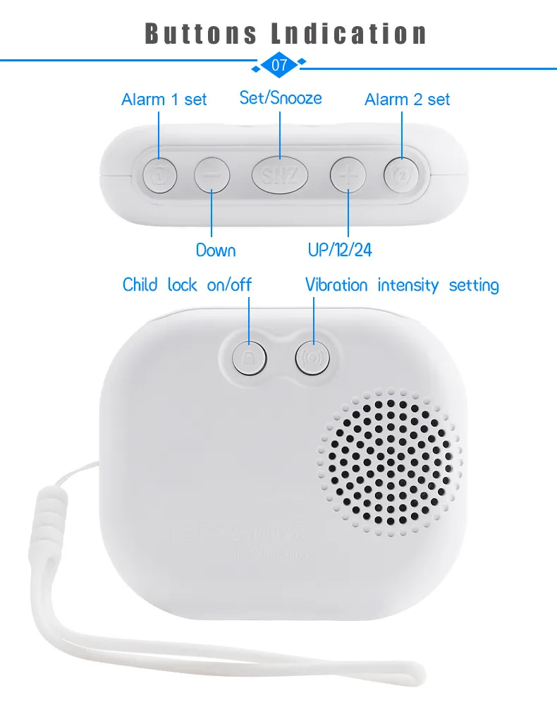 TS-BC700 Portable Vibrating Alarm Clock with 2.75 Inch Screen Multifunction Rechargeable 1800mAh Battery for Deaf / Elderly / Heavy Sleepers TS-BC700 Portable Vibrating Alarm Clock with 2.75 Inch Screen Multifunction Rechargeable 1800mAh Battery for Deaf / Elderly / Heavy Sleepers