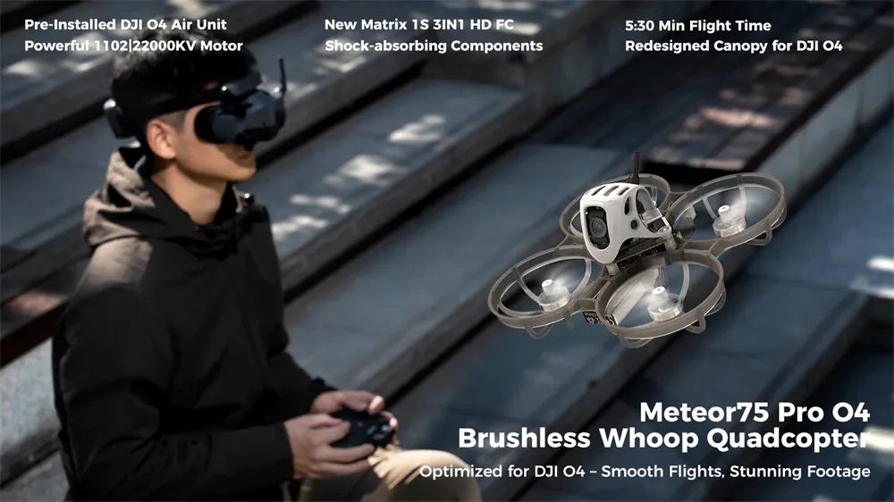 [EU / US Direct] BETAFPV Meteor75 Pro 80.8mm 1S Brushless CineWhoop RC FPV Racing Drone BNF with DJI O4 Air Unit Digital HD System