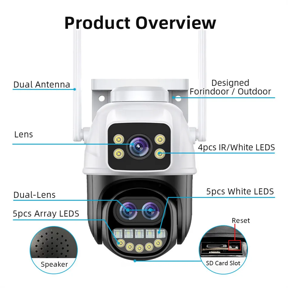 Three Lens 9MP HD 8X Zoom Security Camera WiFi Outdoor IP66 Waterproof Human Detection Night Vision Two Way Audio Smart Tracking ICSEE App Camera Three Lens 9MP HD 8X Zoom Security Camera WiFi Outdoor IP66 Waterproof Human Detection Night Vision Two Way Audio Smart Tracking ICSEE App Camera