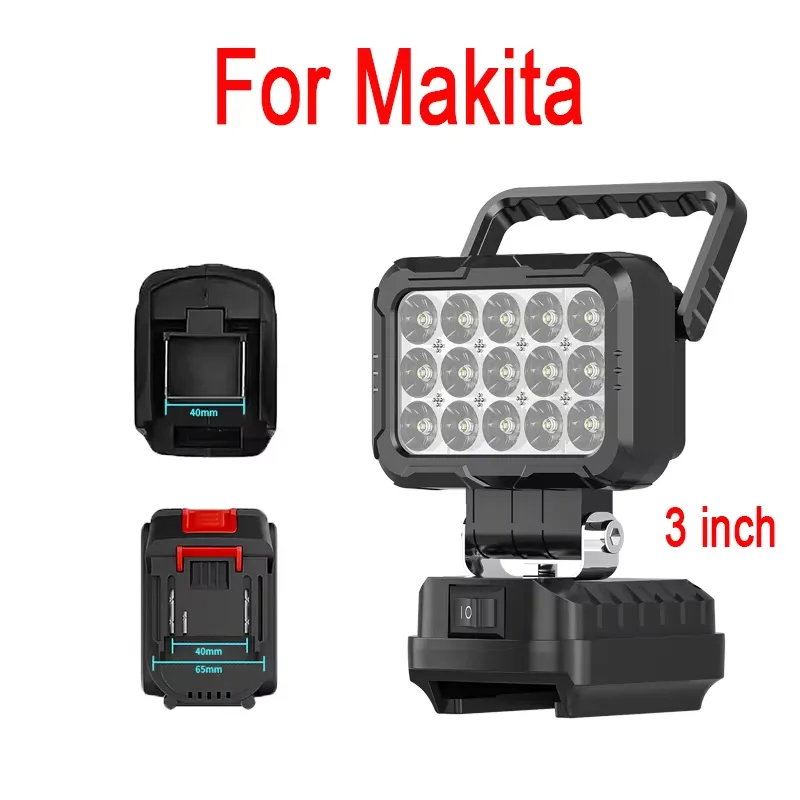 Outdoor Flood Light 3 inch Work Light For Makita 14.4V 18V Li-ion Battery LED Flashlight Lantern Camping Lamp Emergency Lighting Outdoor Flood Light 3 inch Work Light For Makita 14.4V 18V Li-ion Battery LED Flashlight Lantern Camping Lamp Emergency Lighting