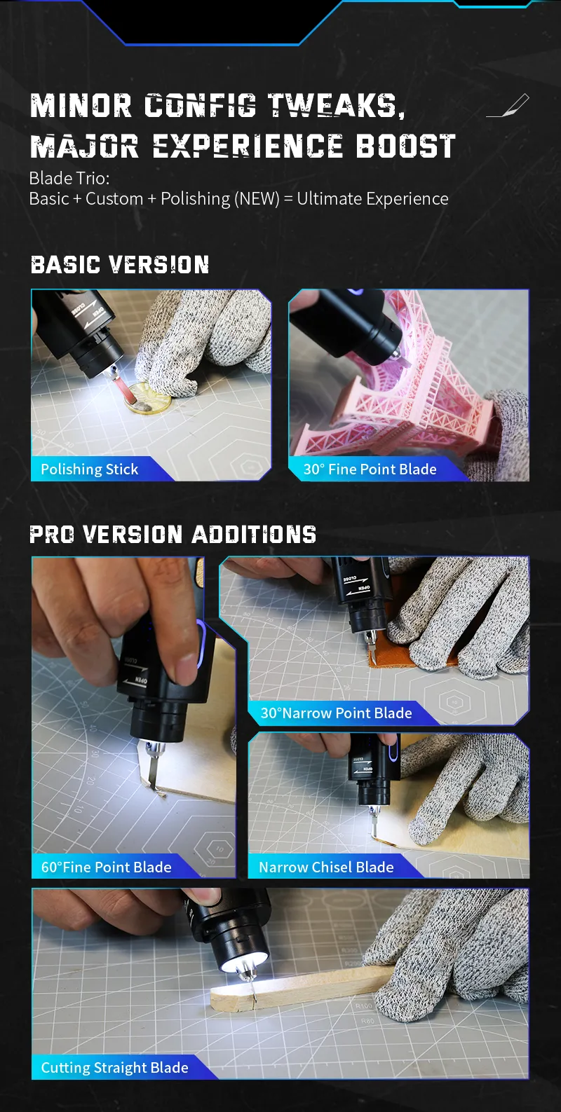 Jakemy JM-Y10 PRO Ultrasonic Cutter and Polisher 35W 40kHz Precision Cutting Dual Function Safety Design for Metal Wood Plastic Crafts