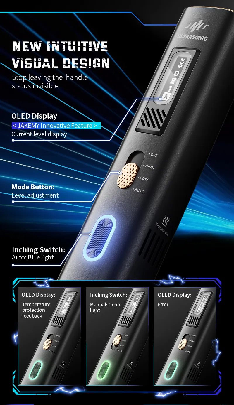 Jakemy JM-Y10 PRO Ultrasonic Cutter and Polisher 35W 40kHz Precision Cutting Dual Function Safety Design for Metal Wood Plastic Crafts