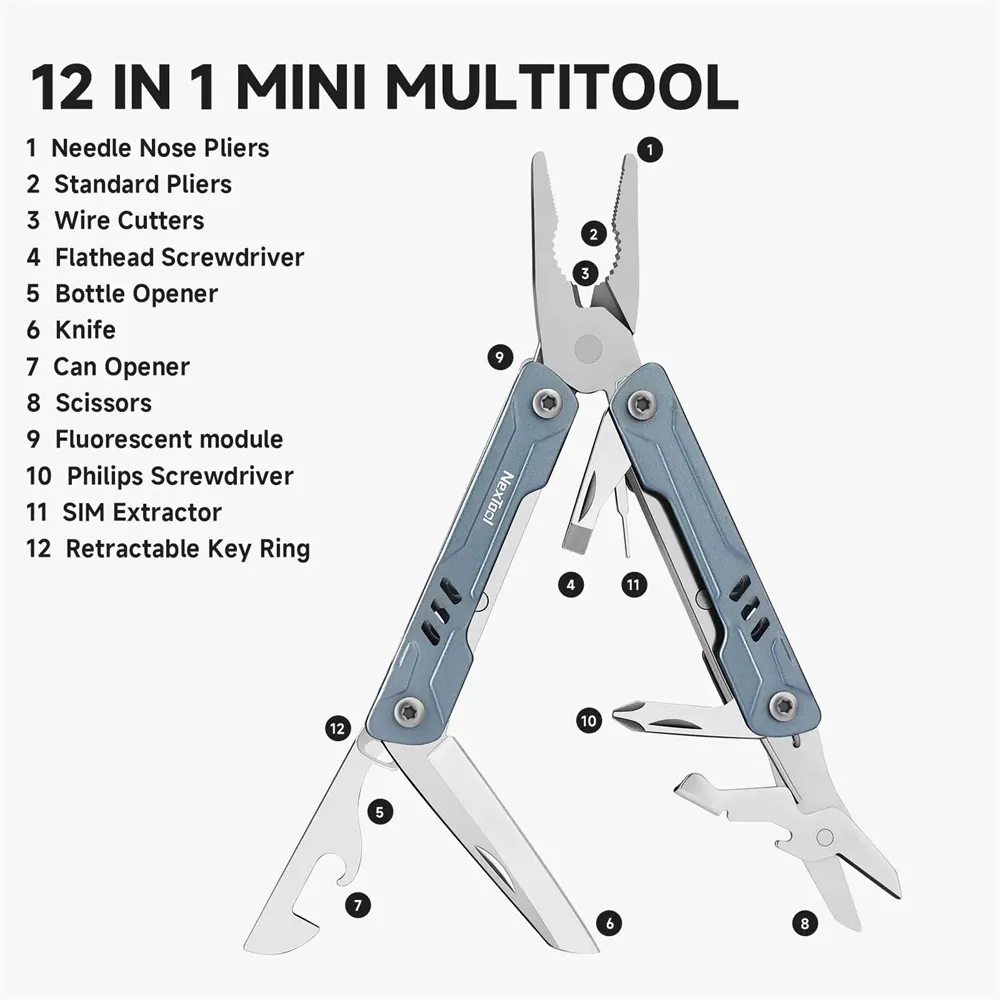 NexTool Mini Sailor Pliers S11/S11 PRO 12-In-1 Multitool Folding Pocket Plier Knife Screwdriver Scissors Portable EDC Outdoor Hand Tools