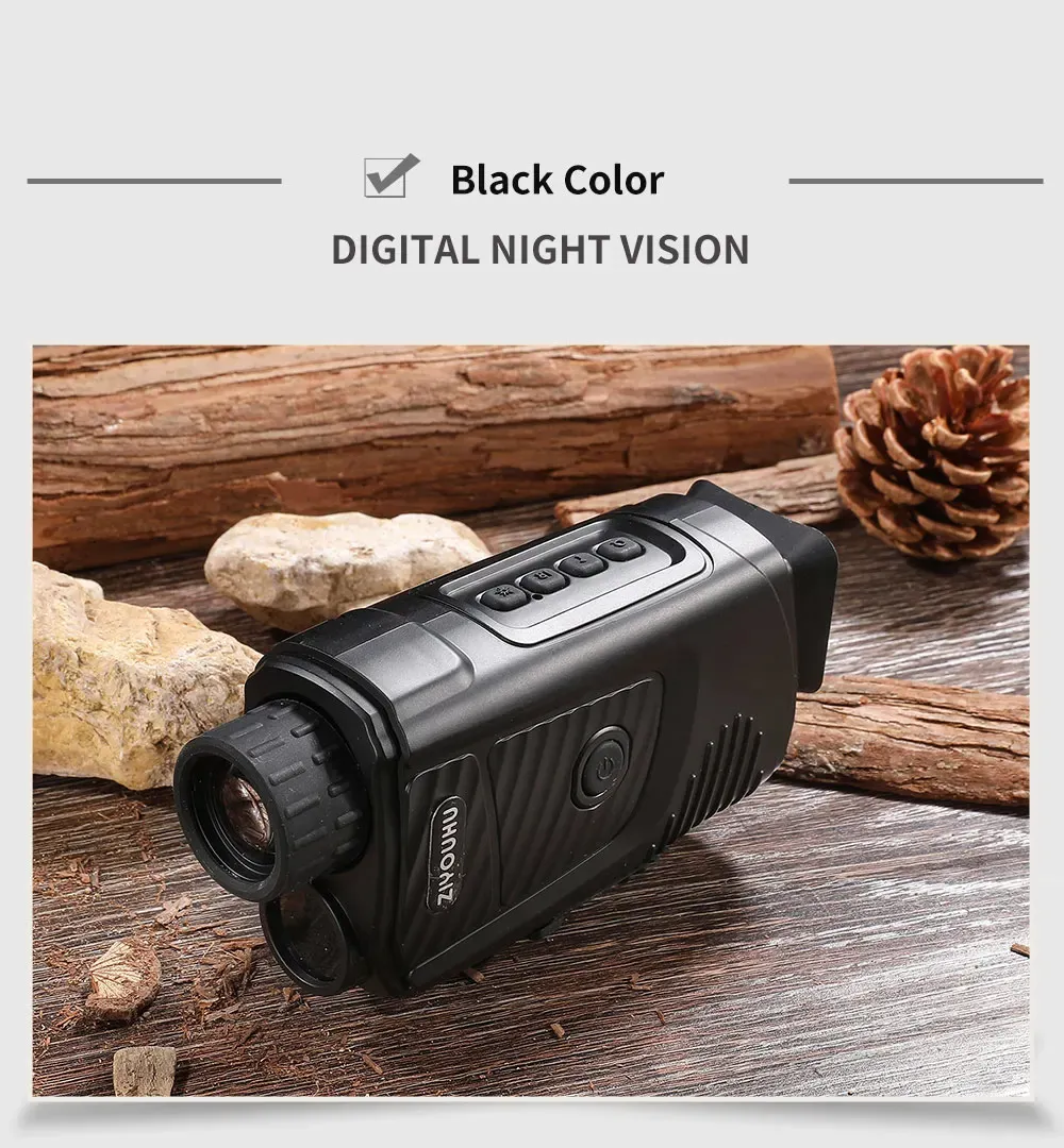 ZIYOUHU Portable 300M Night Vision Monocular Camera 7X Zoom 1080P HD Infrared Digital Telescope for Hunting Camping