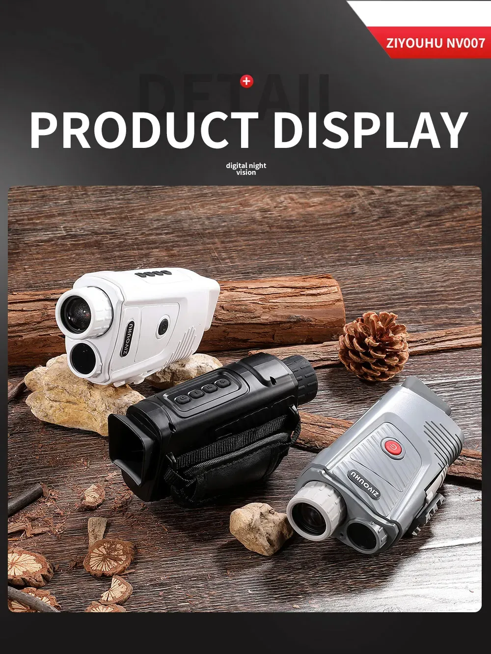 ZIYOUHU Portable 300M Night Vision Monocular Camera 7X Zoom 1080P HD Infrared Digital Telescope for Hunting Camping