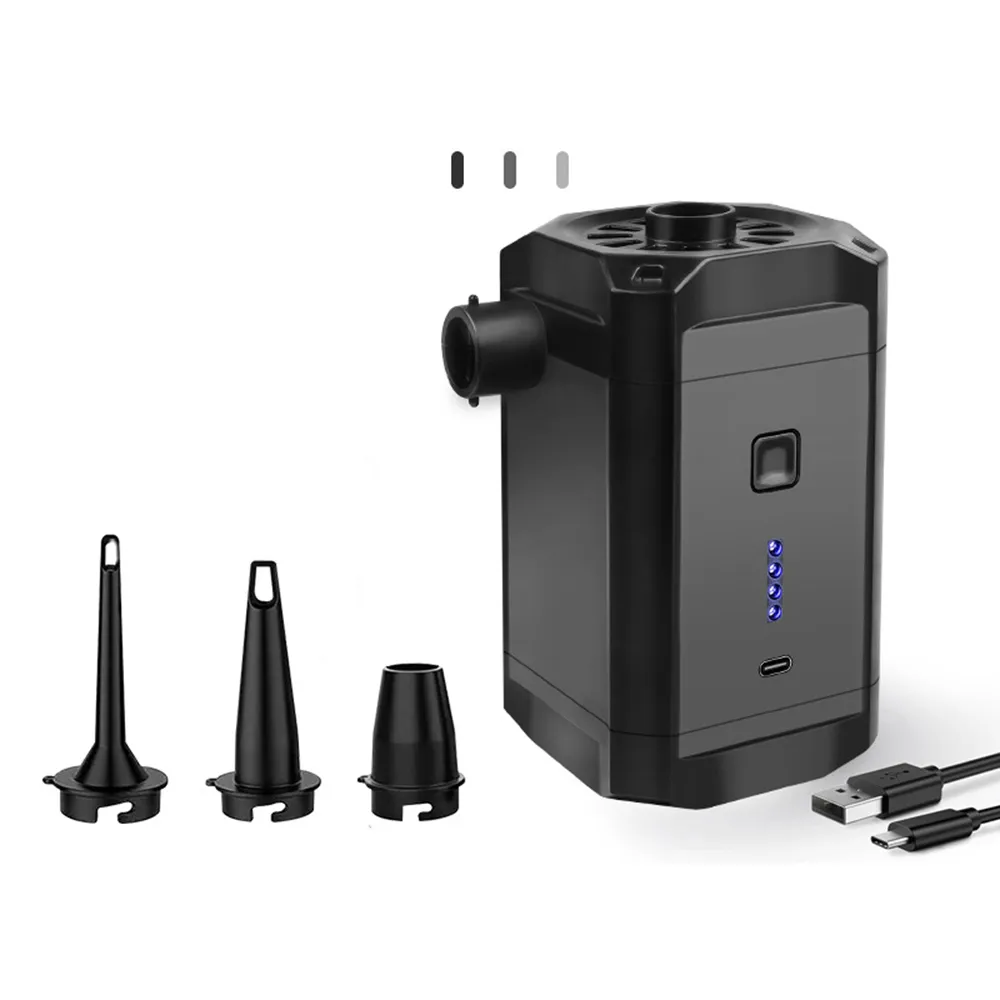 Electric Air Pump Inflator Air Compressor With Rechargeable Battery Portable Wireless For PVC Boat Mattress Inflatable Pool Raft Tyre Balls With 3 Nozzles