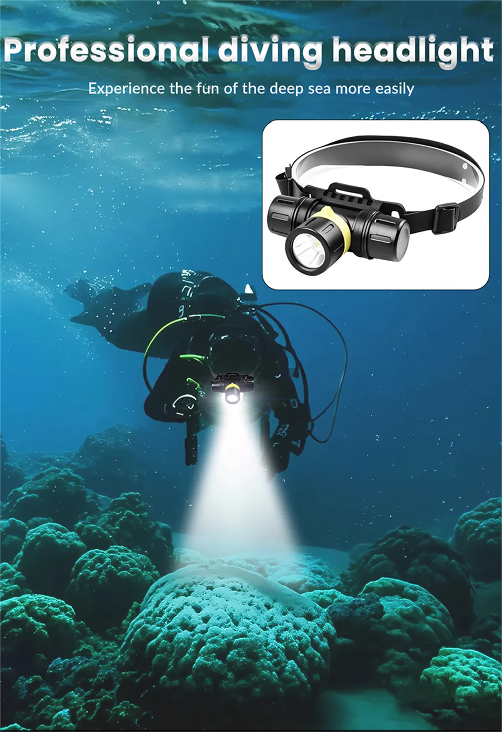 1000LM 50M Professional LED Scuba Diving Headlamp 50M Underwater IPX8 Waterproof Dive Projection 21700 Torch LED Headlight 1000LM 50M Professional LED Scuba Diving Headlamp 50M Underwater IPX8 Waterproof Dive Projection 21700 Torch LED Headlight