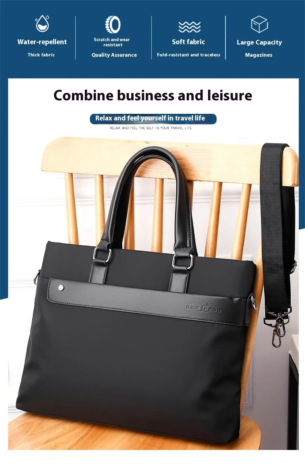 Men's Business Briefcase 14'' Laptop Handbag Waterproof Large Capacity Shoulder Crossbody Bag Men's Business Briefcase 14'' Laptop Handbag Waterproof Large Capacity Shoulder Crossbody Bag