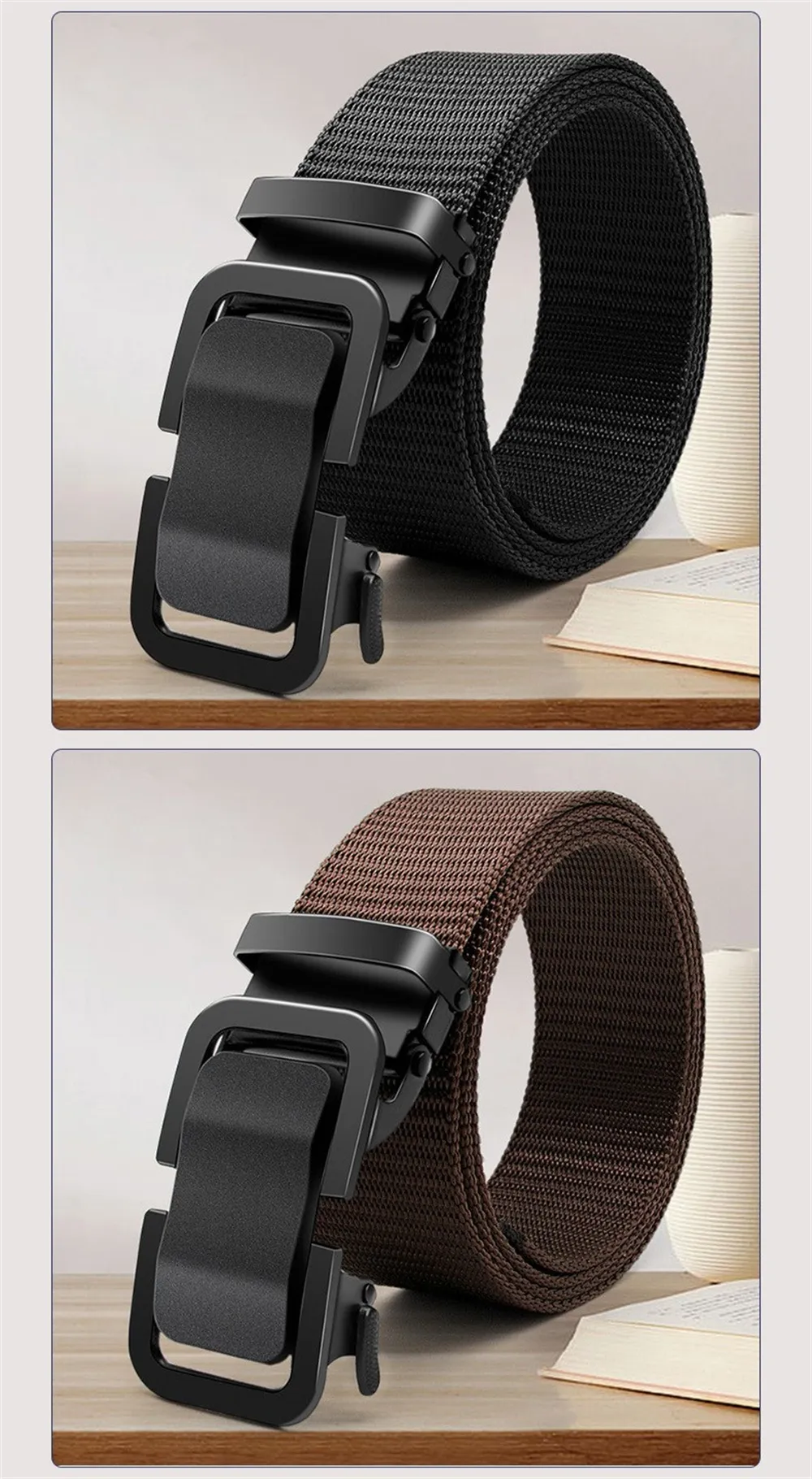120cm Automatic Buckle Men Belt Lightweight Wear-Resistant Adjustable Nylon Webbing Strap for Outdoor Work Belt 120cm Automatic Buckle Men Belt Lightweight Wear-Resistant Adjustable Nylon Webbing Strap for Outdoor Work Belt