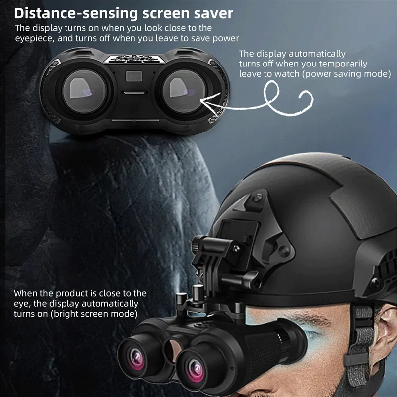 IPRee Head Mounted Night Vision Goggles 3D VR Digital Infrared Night Vision Binoculars 8064x3024 Photo & 3840x1080 Video Resolutions 150m Night Vision