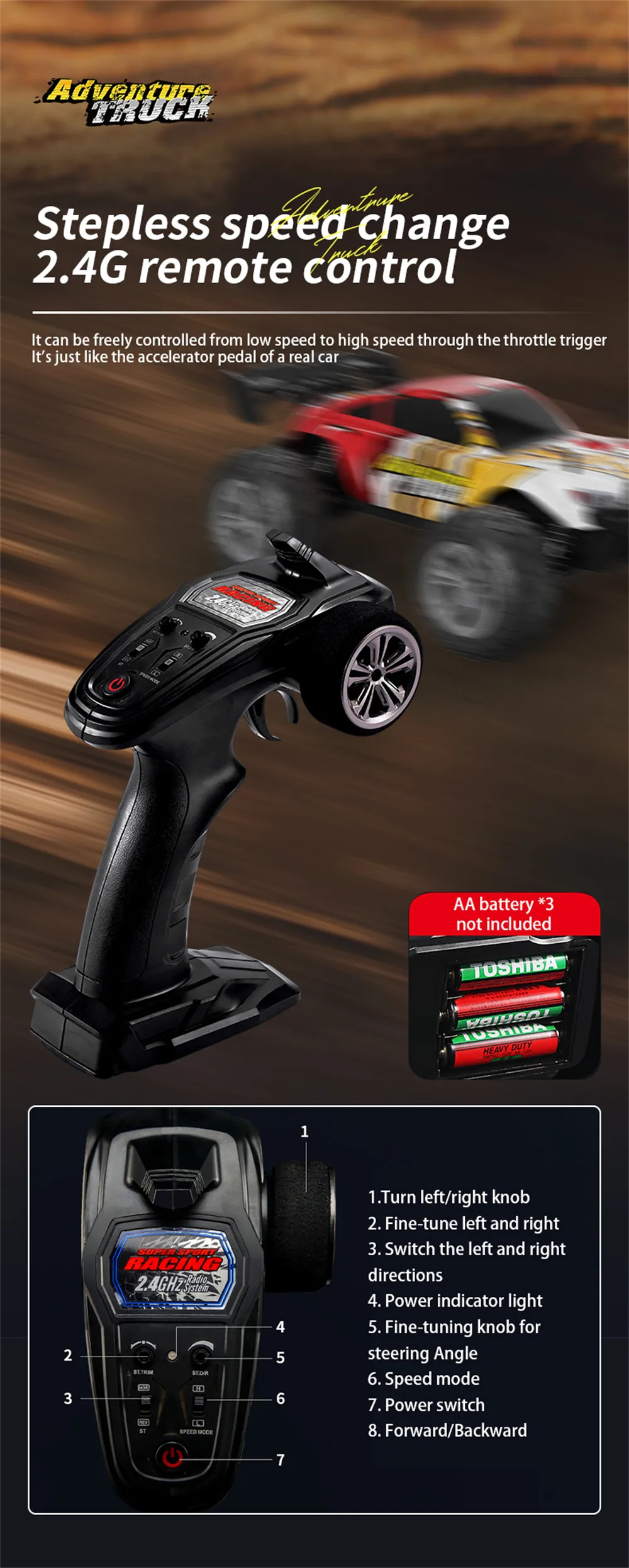 LYZRC C100 1/16 2.4G 4WD High-Speed Off-Road Climbing RC Car Full Proportional Control Electric Vehicle Model RTR