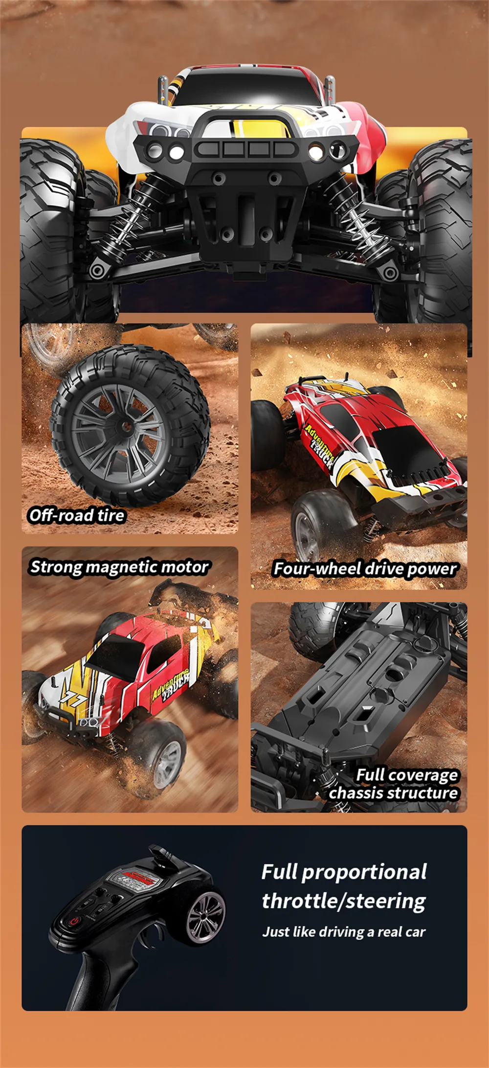 LYZRC C100 1/16 2.4G 4WD High-Speed Off-Road Climbing RC Car Full Proportional Control Electric Vehicle Model RTR