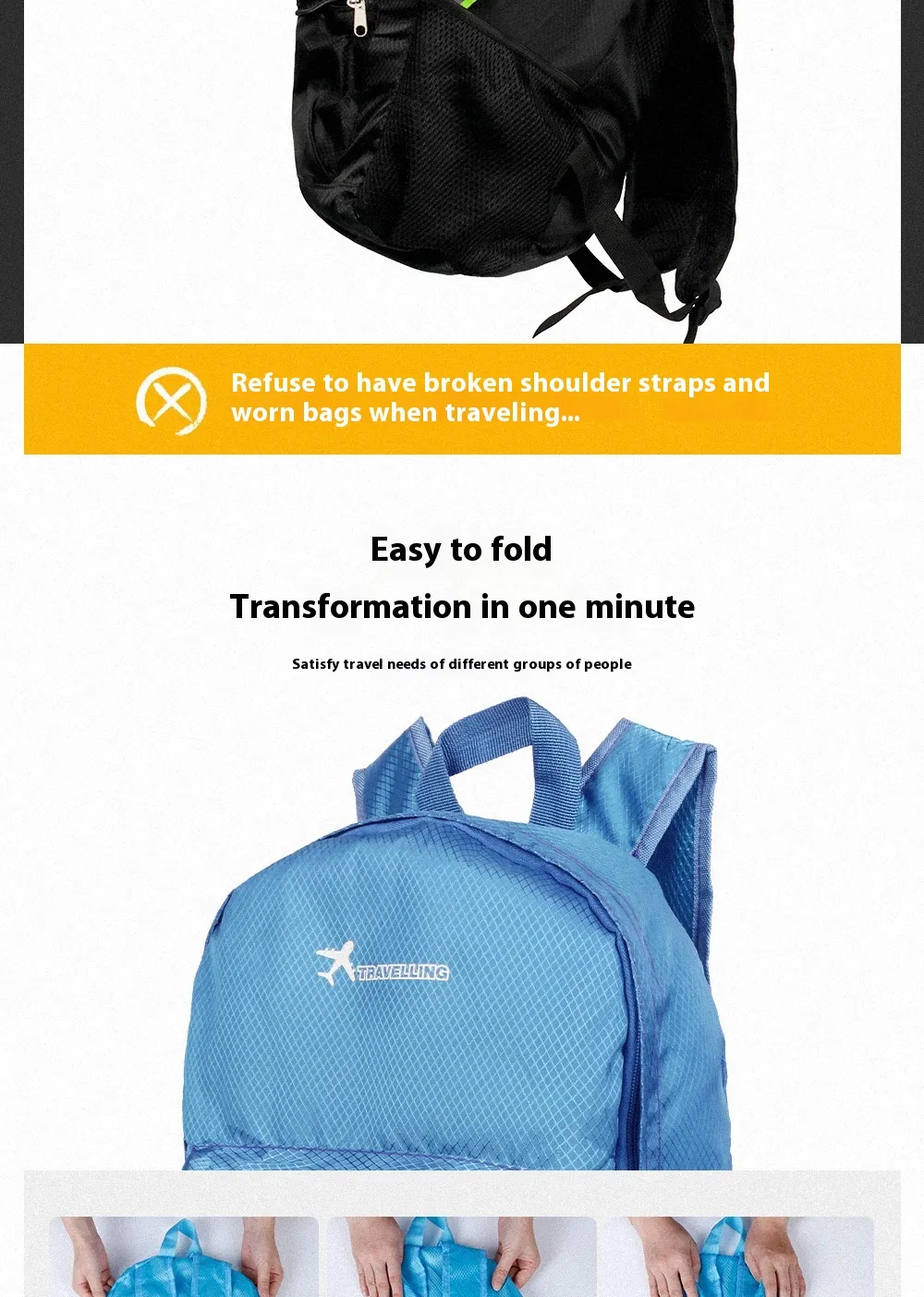 IPRee Lightweight Folding Climbing Bag Large-capacity Space Multipurpose Backpack Camping Waterproof Travel Camping Hiking