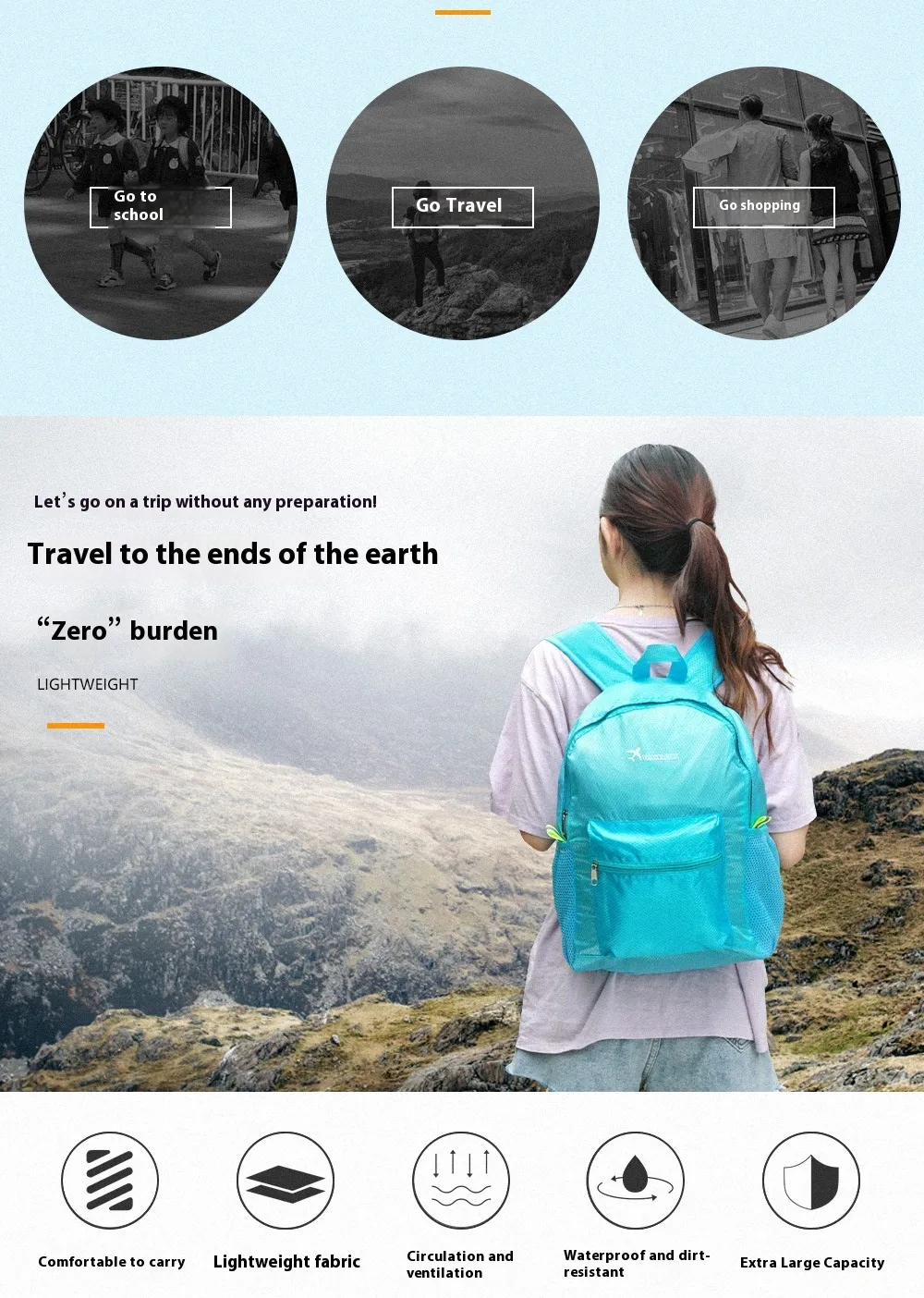 IPRee Lightweight Folding Climbing Bag Large-capacity Space Multipurpose Backpack Camping Waterproof Travel Camping Hiking