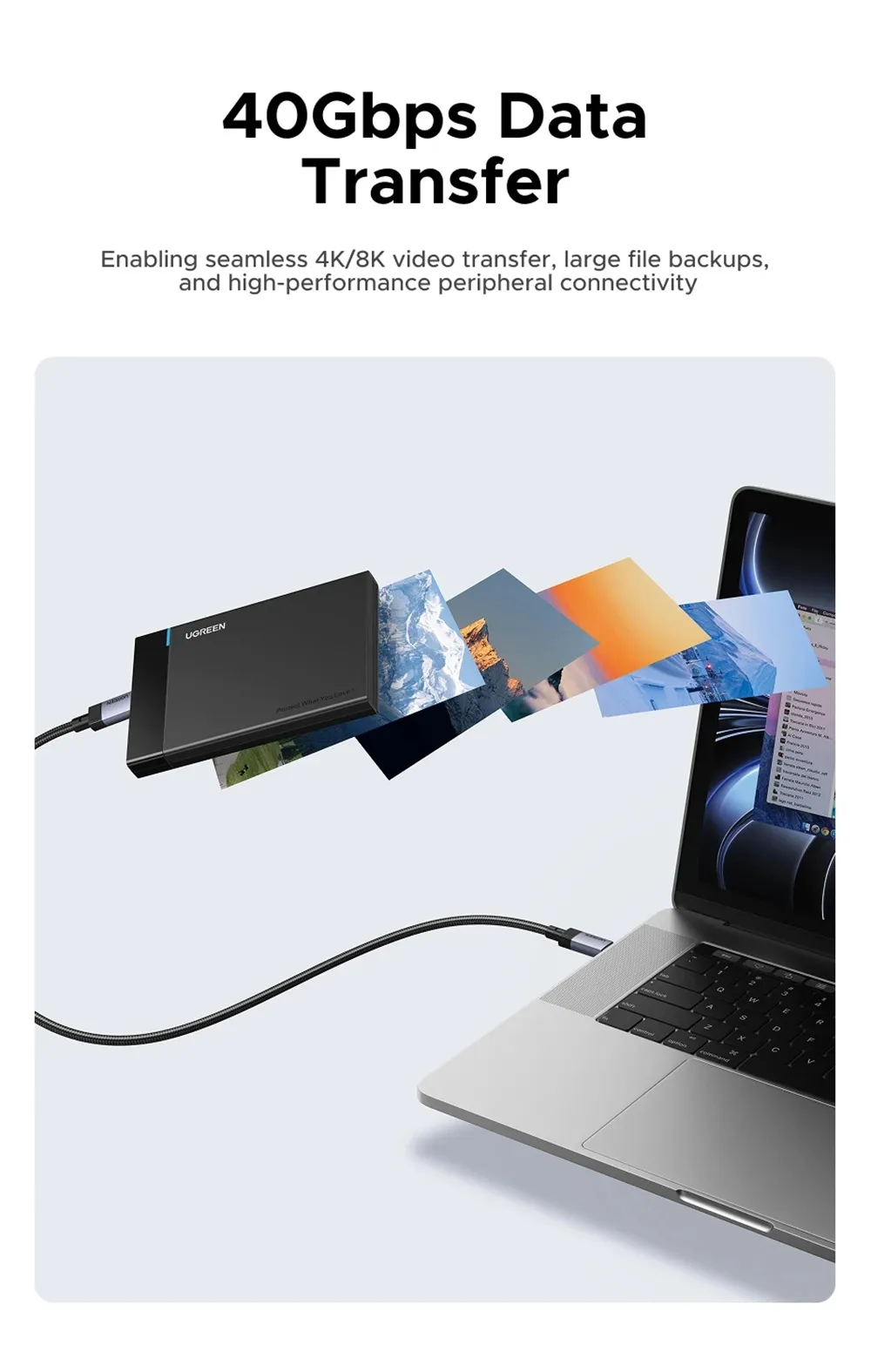 UGREEN High-Speed USB C Cable 240W Power Delivery USB4 Charging Cord for Laptops and Mobile Devices