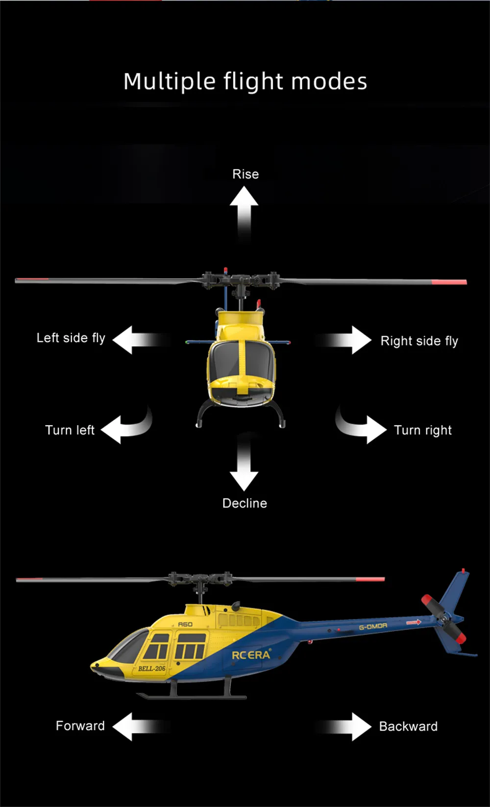RC ERA A60 Mini Bell-206 2.4G 4CH 6-Axis Gyro 1:42 Scale Optical Flow Localization Altitude Hold Flybarless RC Helicopter RTF RC ERA A60 Mini Bell-206 2.4G 4CH 6-Axis Gyro 1:42 Scale Optical Flow Localization Altitude Hold Flybarless RC Helicopter RTF