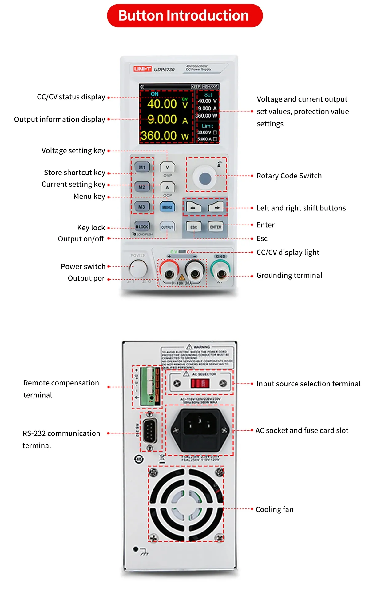 UNI-T UDP6731 DC Power Supply 0-80V 0-15A 360W Digital Programmable Power Supply Low Ripple RS-232 Communication Adjustable Voltage and Current