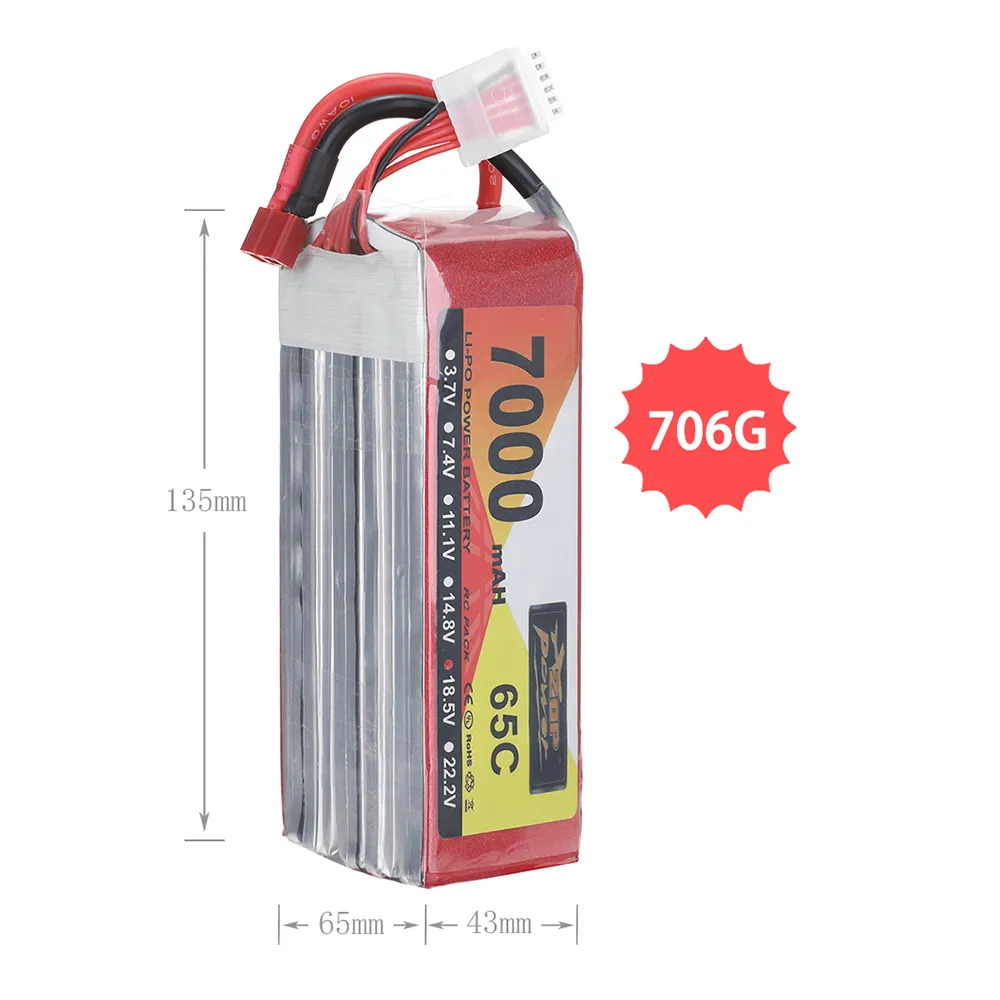 ZOP Power 18.5V 7000mAh 65C 5S LiPo Battery T Plug for RC Car ZOP Power 18.5V 7000mAh 65C 5S LiPo Battery T Plug for RC Car