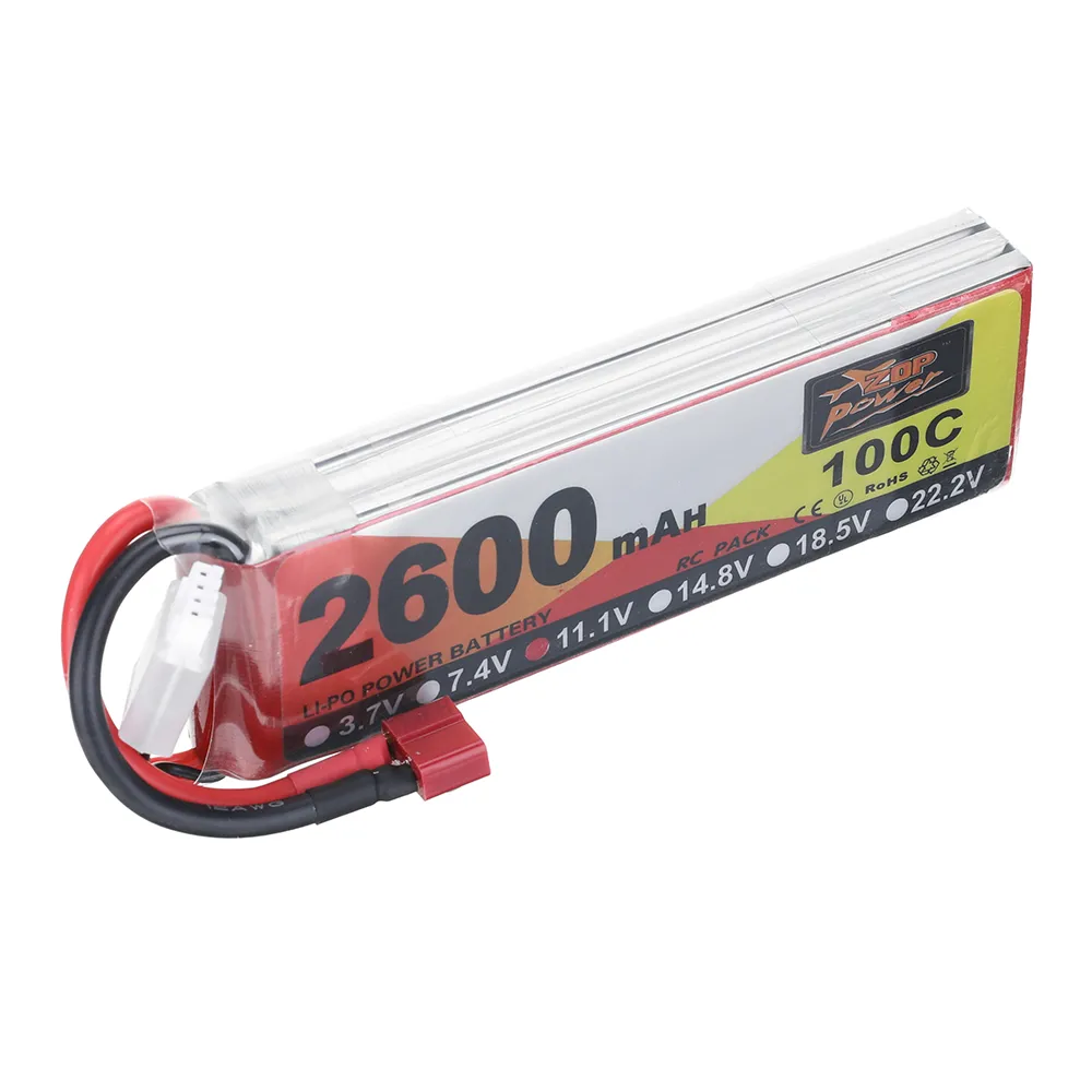 ZOP Power 11.1V 2600mAh 100C 3S LiPo Battery T Plug for RC Car ZOP Power 11.1V 2600mAh 100C 3S LiPo Battery T Plug for RC Car