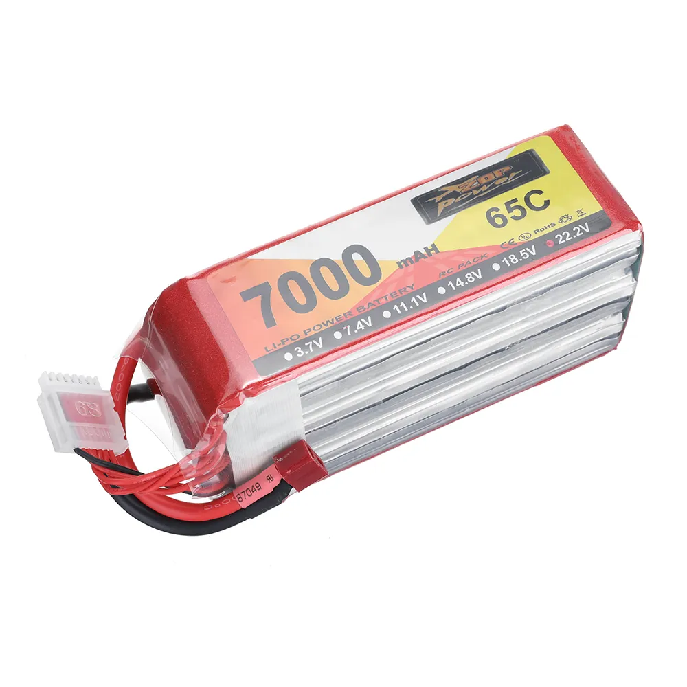 ZOP Power 22.2V 7000mAh 65C 6S LiPo Battery T Plug for RC Car ZOP Power 22.2V 7000mAh 65C 6S LiPo Battery T Plug for RC Car