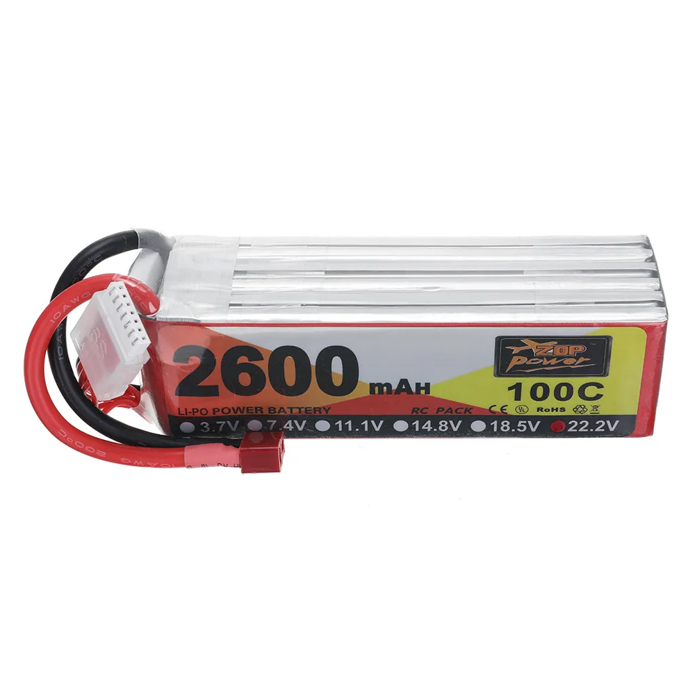 ZOP Power 22.2V 2600mAh 100C 6S LiPo Battery T Plug for RC Car ZOP Power 22.2V 2600mAh 100C 6S LiPo Battery T Plug for RC Car