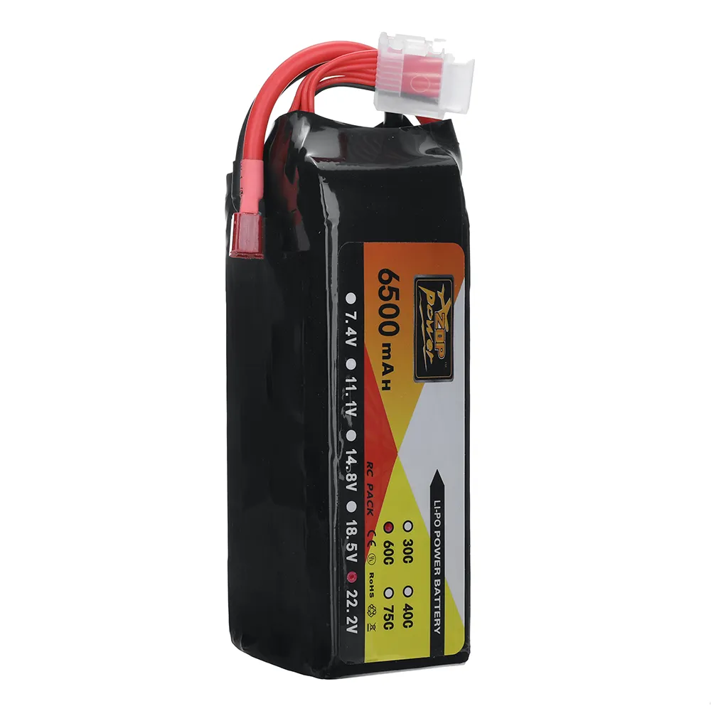 ZOP Power 22.2V 6500mAh 60C 6S LiPo Battery T Plug for RC Car