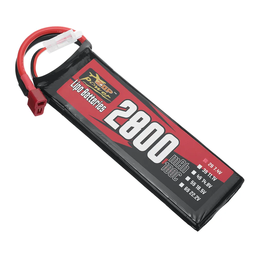 ZOP Power 7.4V 2800mAh 100C 2S LiPo Battery T Plug for RC Car ZOP Power 7.4V 2800mAh 100C 2S LiPo Battery T Plug for RC Car