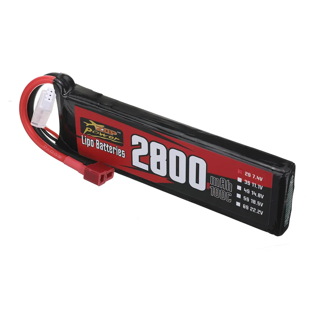 ZOP Power 7.4V 2800mAh 100C 2S LiPo Battery T Plug for RC Car ZOP Power 7.4V 2800mAh 100C 2S LiPo Battery T Plug for RC Car