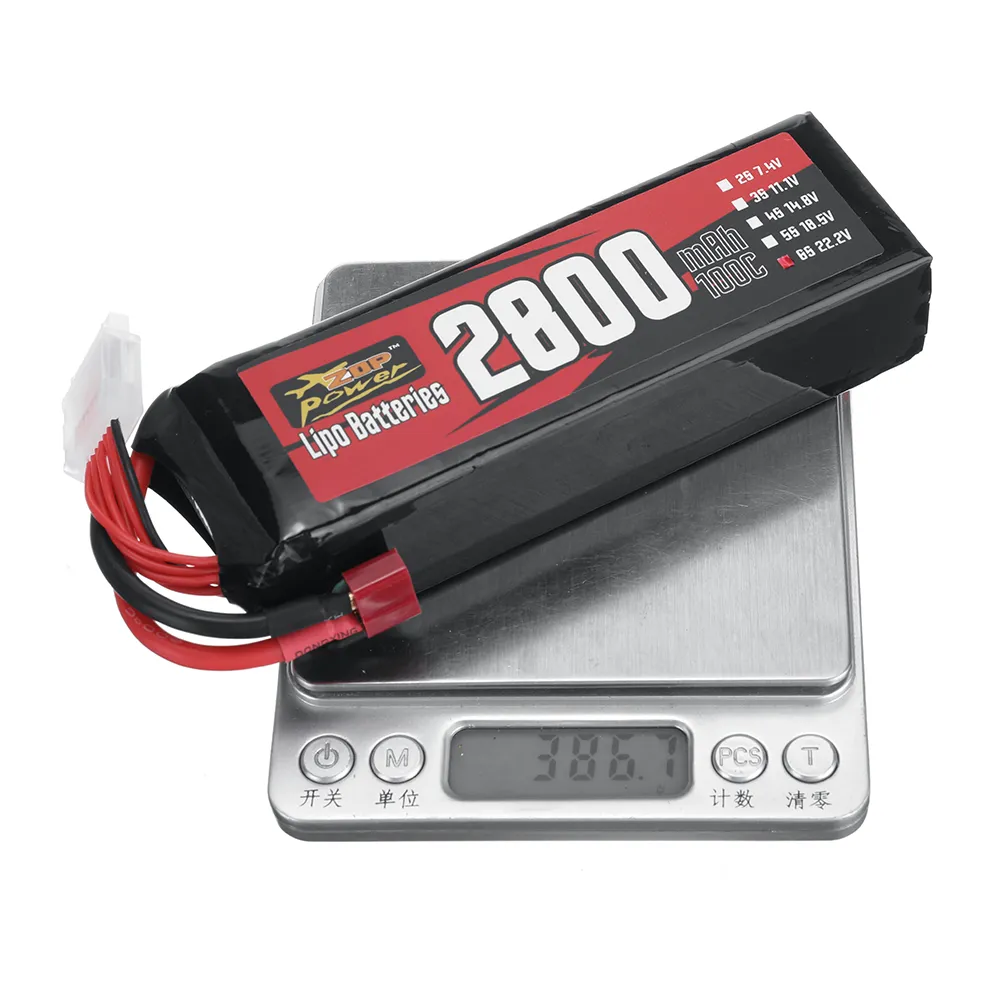 ZOP Power 22.2V 2800mAh 100C 6S LiPo Battery T Plug for RC Car ZOP Power 22.2V 2800mAh 100C 6S LiPo Battery T Plug for RC Car