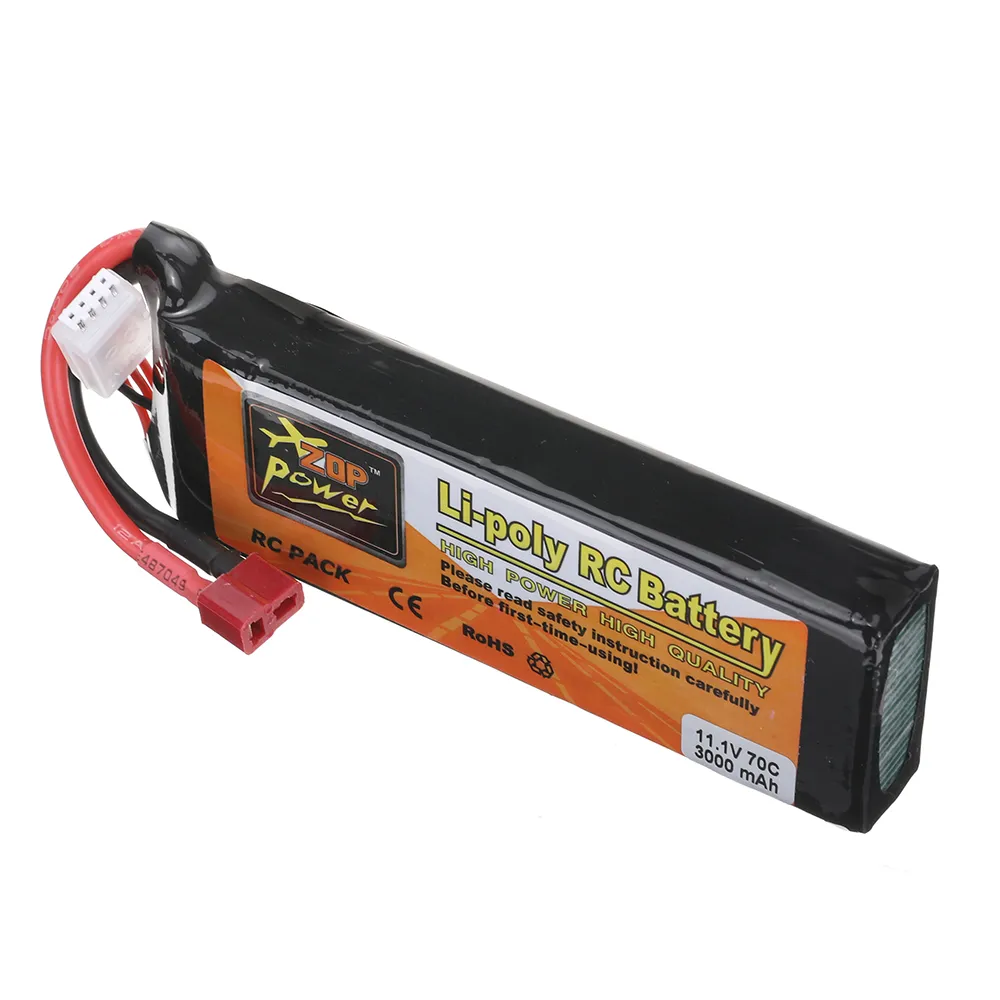 ZOP Power 11.1V 3000mAh 70C 3S LiPo Battery T Plug for RC Car ZOP Power 11.1V 3000mAh 70C 3S LiPo Battery T Plug for RC Car