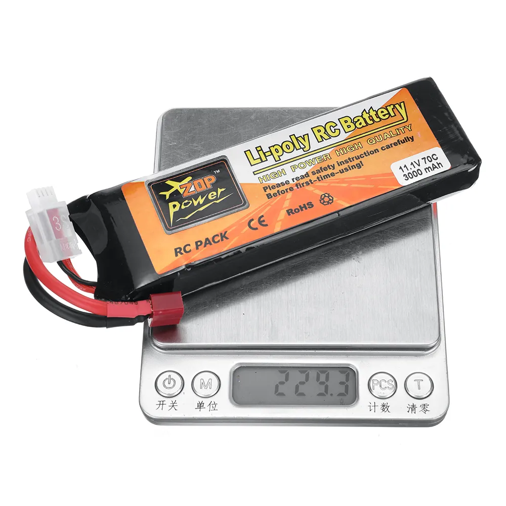 ZOP Power 11.1V 3000mAh 70C 3S LiPo Battery T Plug for RC Car ZOP Power 11.1V 3000mAh 70C 3S LiPo Battery T Plug for RC Car