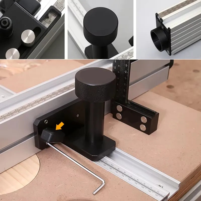 ENJOYWOOD Drill Press Table Fence Aluminum Alloy 715mm 920mm Dust Collection Efficient Woodworking Positioning Tool