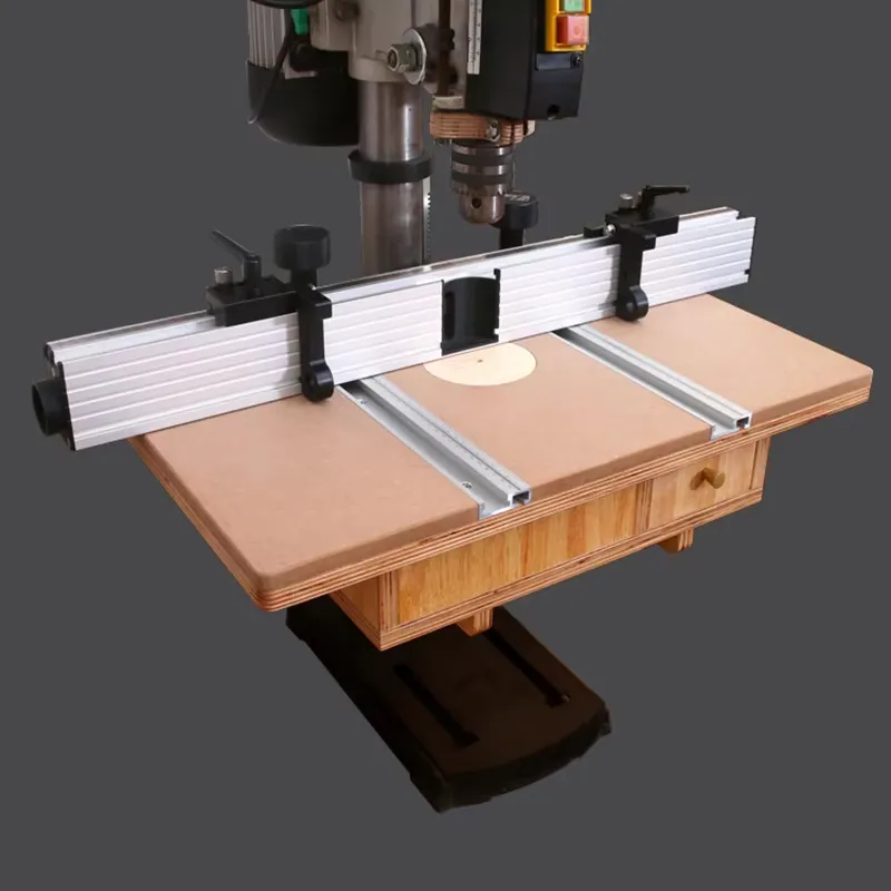 ENJOYWOOD Drill Press Table Fence Aluminum Alloy 715mm 920mm Dust Collection Efficient Woodworking Positioning Tool