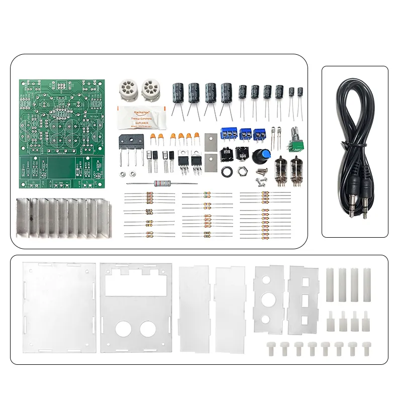 HIFI 6J1 Tube Amplifier DIY Kit Clear Acrylic Case High Fidelity Sound 105dB SNR Dual 12V Power Support MP3 Smartphone Tablet Computer