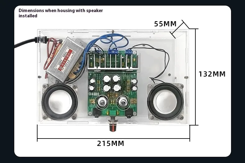 HIFI 6J1 Tube Amplifier DIY Kit Clear Acrylic Case High Fidelity Sound 105dB SNR Dual 12V Power Support MP3 Smartphone Tablet Computer