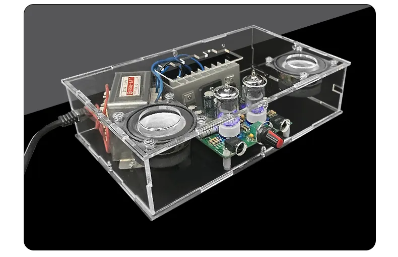 HIFI 6J1 Tube Amplifier DIY Kit Clear Acrylic Case High Fidelity Sound 105dB SNR Dual 12V Power Support MP3 Smartphone Tablet Computer