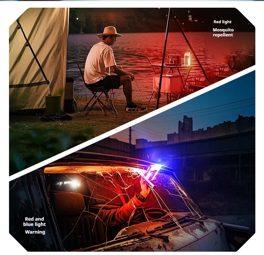 5-LED Magnetic Portable Flashlight With 21700 Battery USB Rechargeable with Digital Display, Red & Blue Warning Lights, Outdoor EDC Work Inspection Lamp 5-LED Magnetic Portable Flashlight With 21700 Battery USB Rechargeable with Digital Display, Red & Blue Warning Lights, Outdoor EDC Work Inspection Lamp