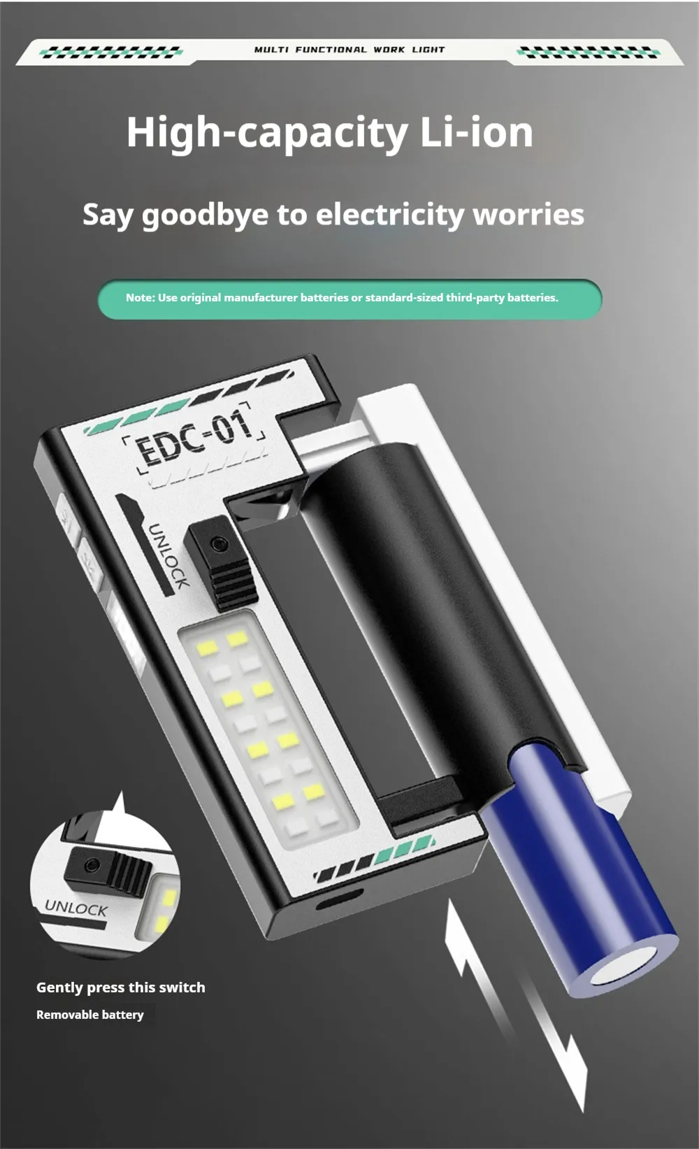 5-LED Magnetic Portable Flashlight With 21700 Battery USB Rechargeable with Digital Display, Red & Blue Warning Lights, Outdoor EDC Work Inspection Lamp 5-LED Magnetic Portable Flashlight With 21700 Battery USB Rechargeable with Digital Display, Red & Blue Warning Lights, Outdoor EDC Work Inspection Lamp