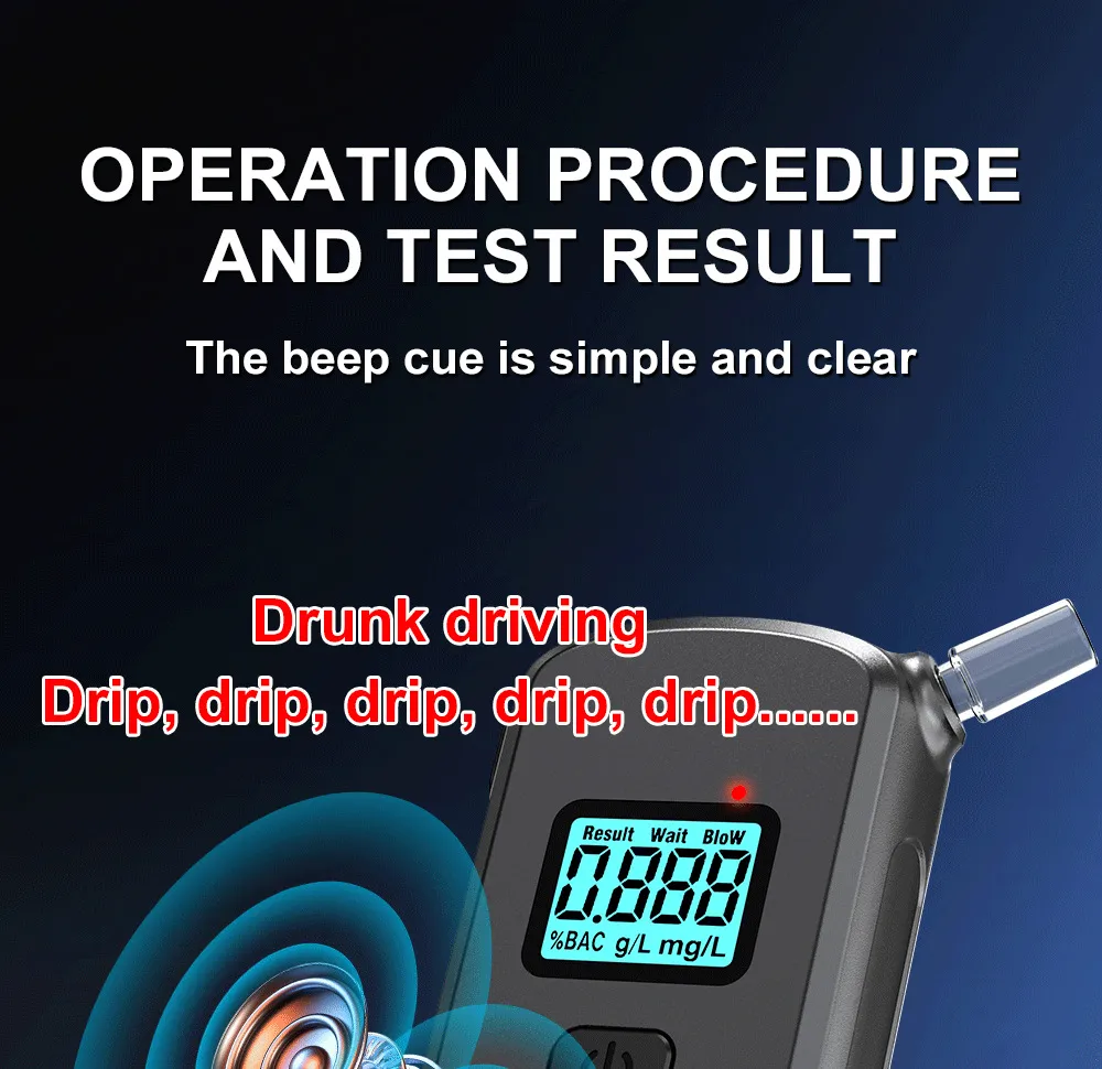 Portable Car Breathalyzer High-Accuracy LCD Digital Display Personal Alcohol Tester
