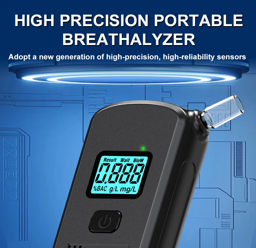 Portable Car Breathalyzer High-Accuracy LCD Digital Display Personal Alcohol Tester